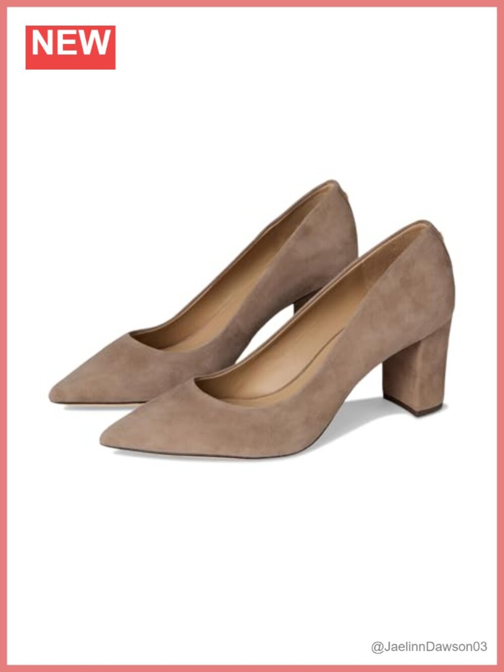 Suede Block Heel Pumps Pointed Toe Slip On Leather Lining
